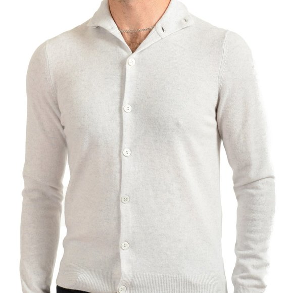 Malo Optimum Men's Light Gray Wool Cashmere Cardigan Sweater